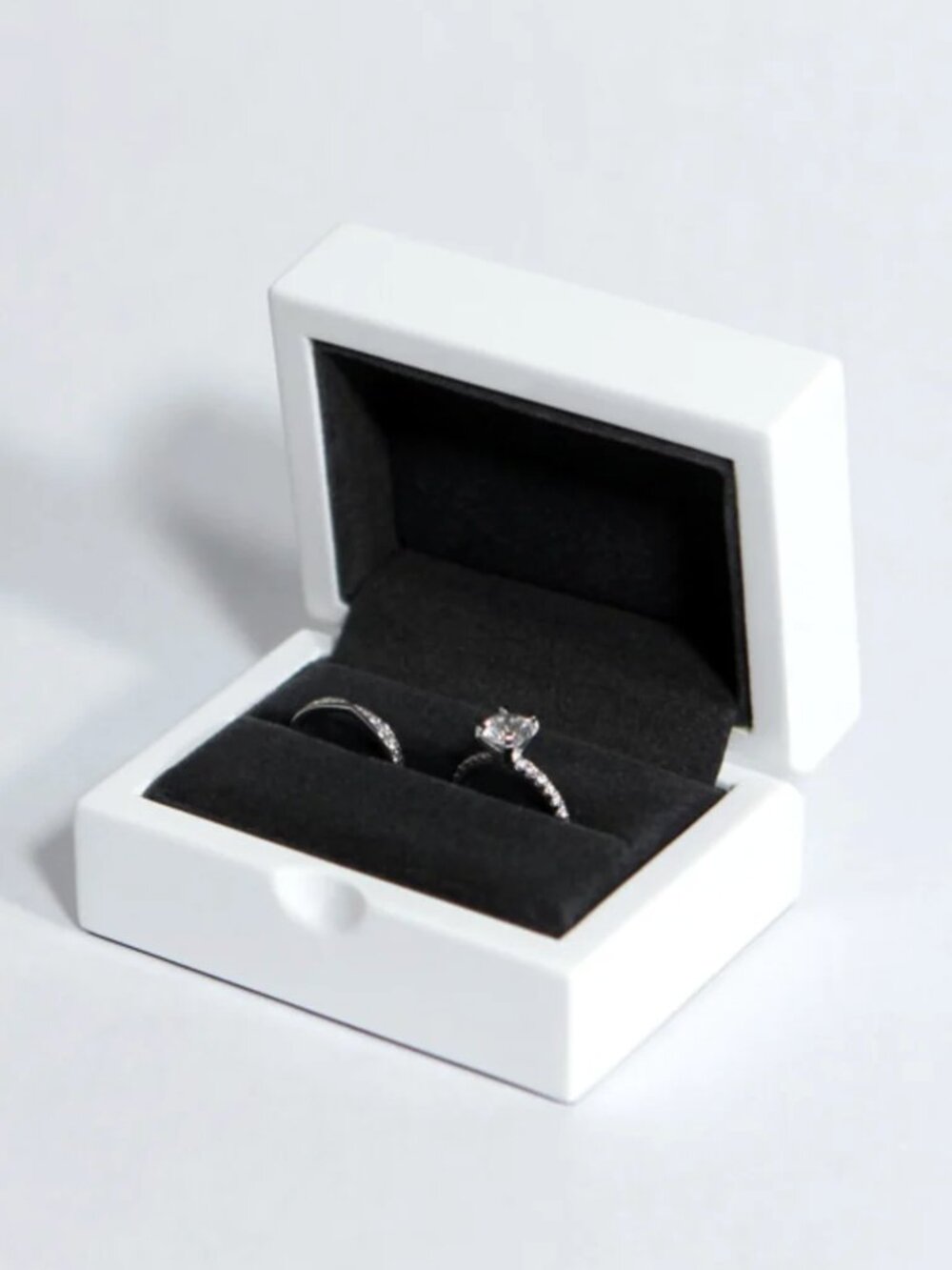 Minted Gloss White Double Slot Ring Box